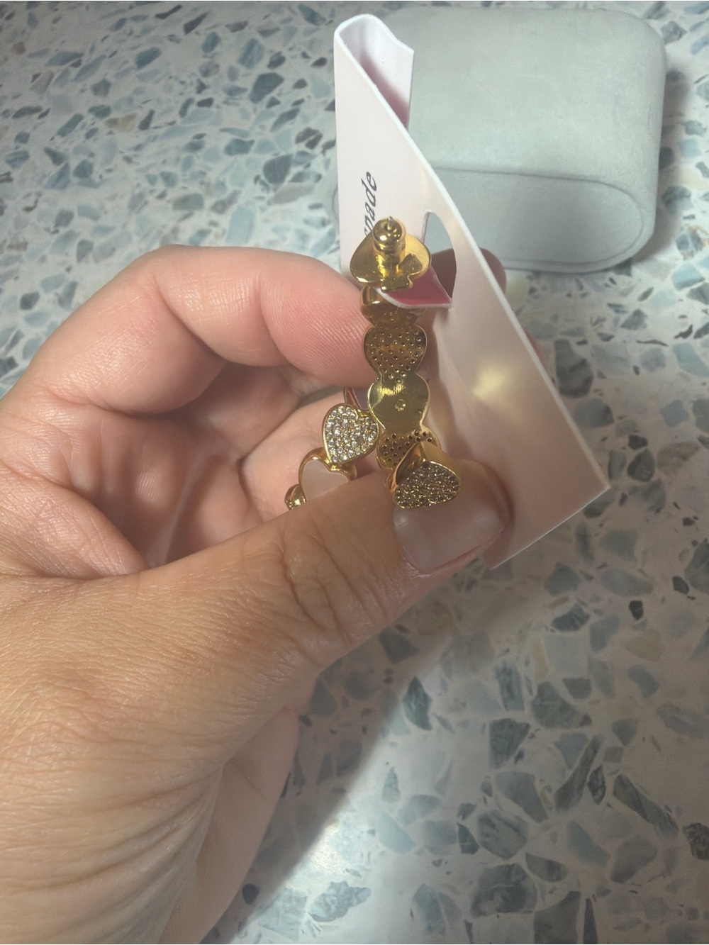 Kate Spade New York Gold Tone Pavé Heart Statement Hoop Earrings - Picture 5 of 5